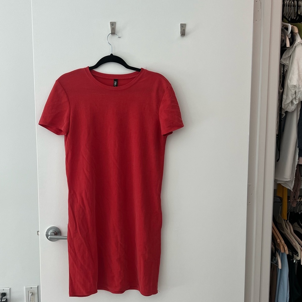 Red TShirt Dress From Zara
